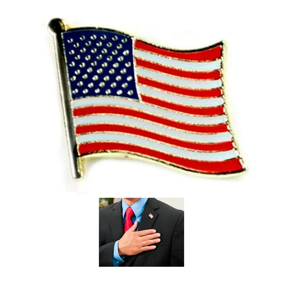 20 AMERICAN FLAG LAPEL PIN Hat Tie Tack Badge Pinback Vest Patriotic