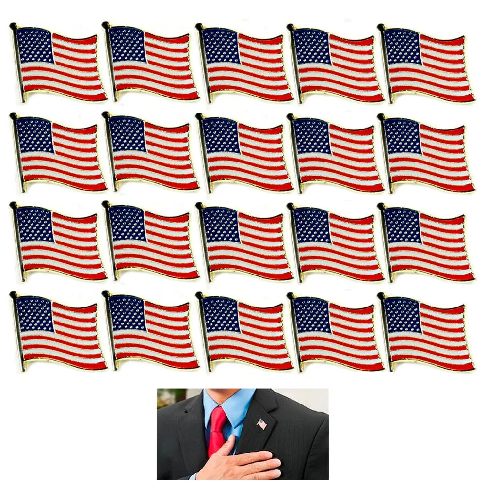 20 AMERICAN FLAG LAPEL PIN Hat Tie Tack Badge Pinback Vest Patriotic