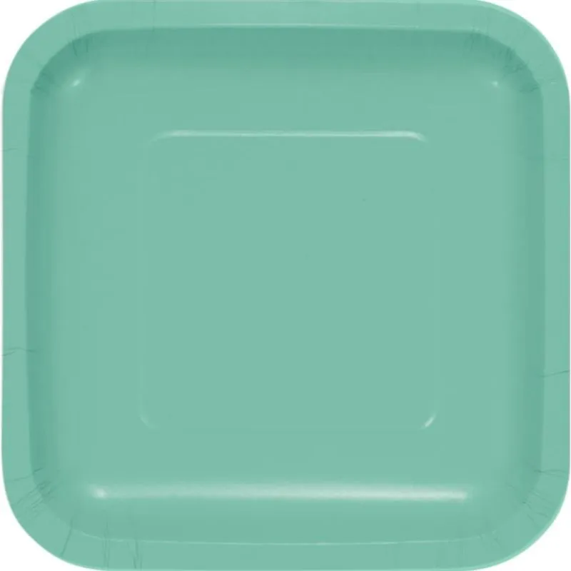 24 Pack Fresh Mint Green Sqaure Paper Lunch Plates - 18cm