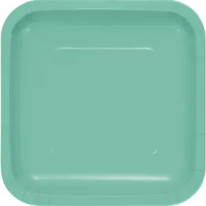 24 Pack Fresh Mint Green Sqaure Paper Lunch Plates - 18cm