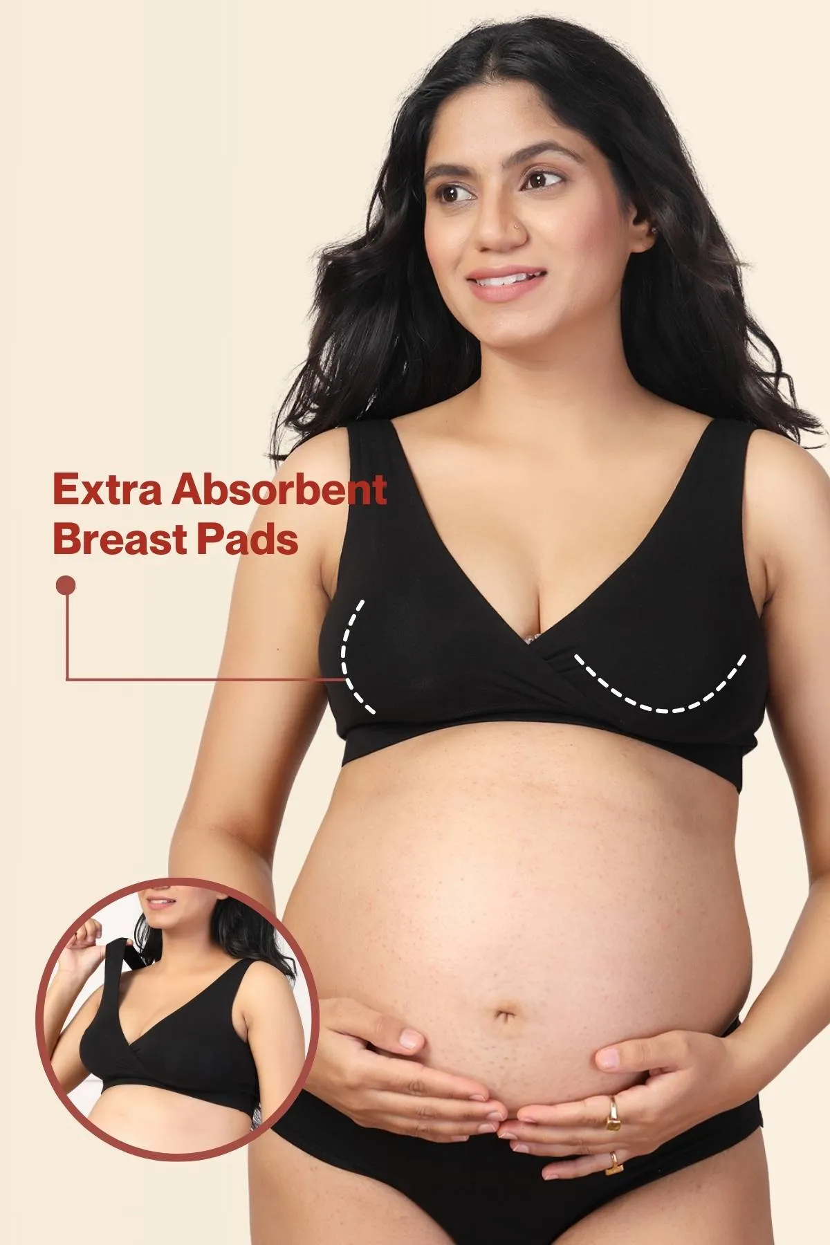 247 Black Padded Maternity Feeding Bra and Panty Set