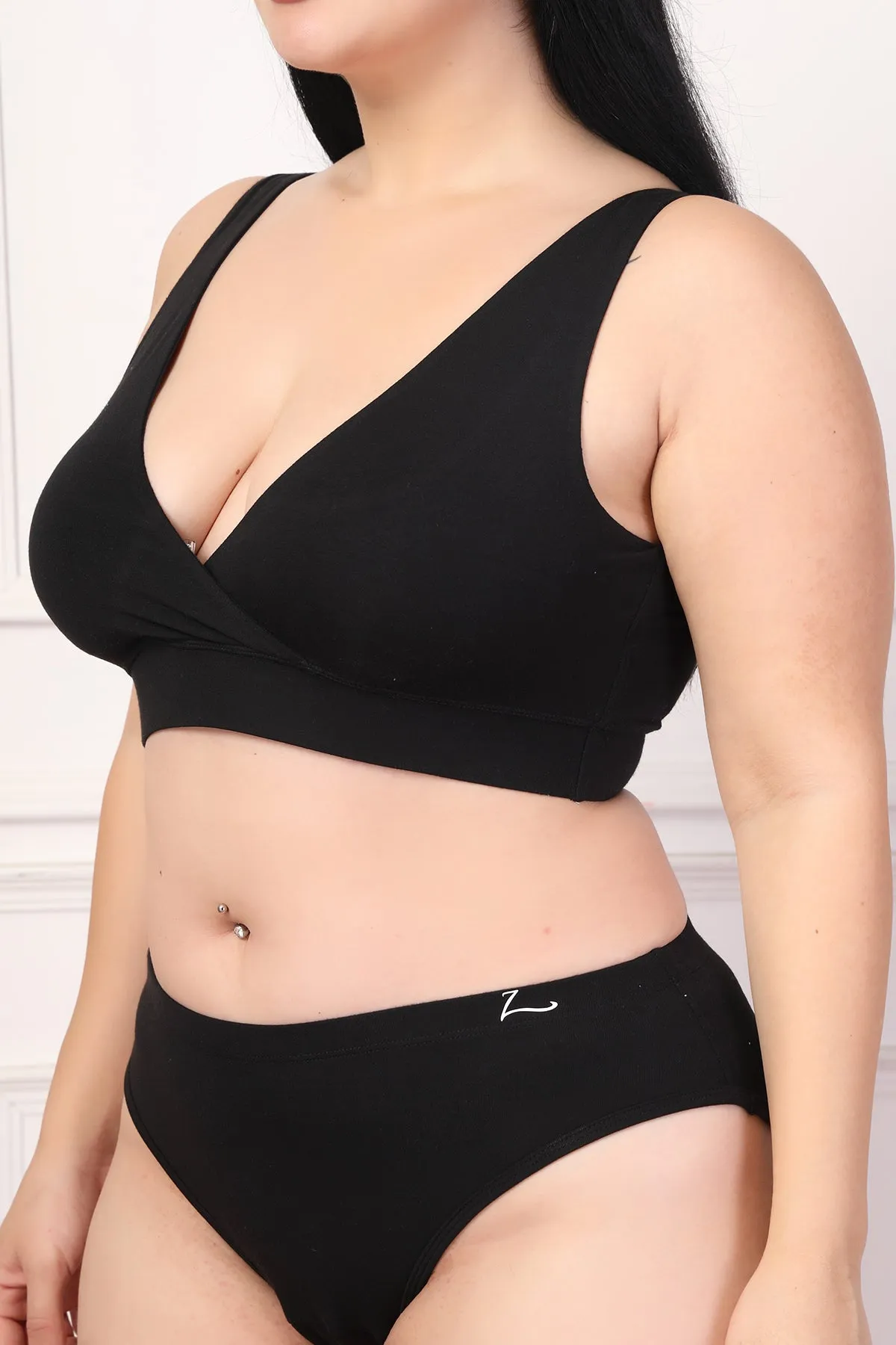 247 Black Padded Maternity Feeding Bra and Panty Set