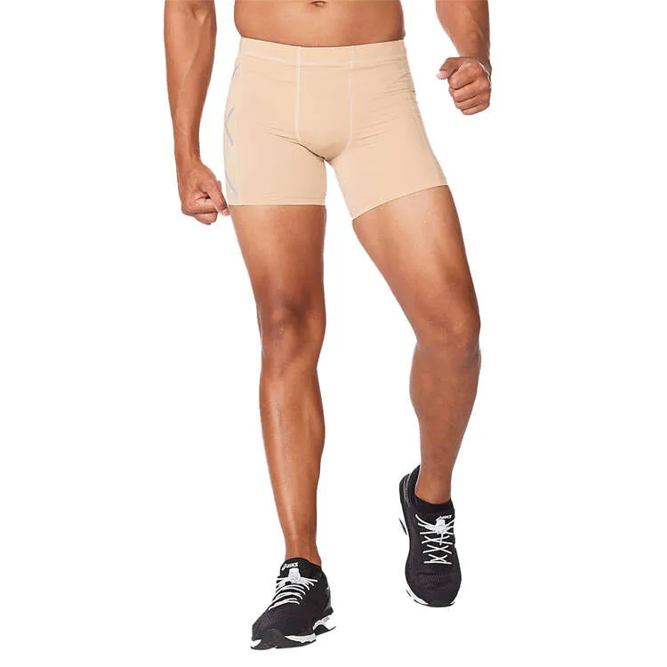 2XU Mens Compression Half Shorts - Beige