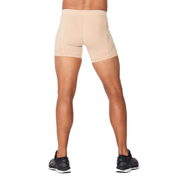 2XU Mens Compression Half Shorts - Beige