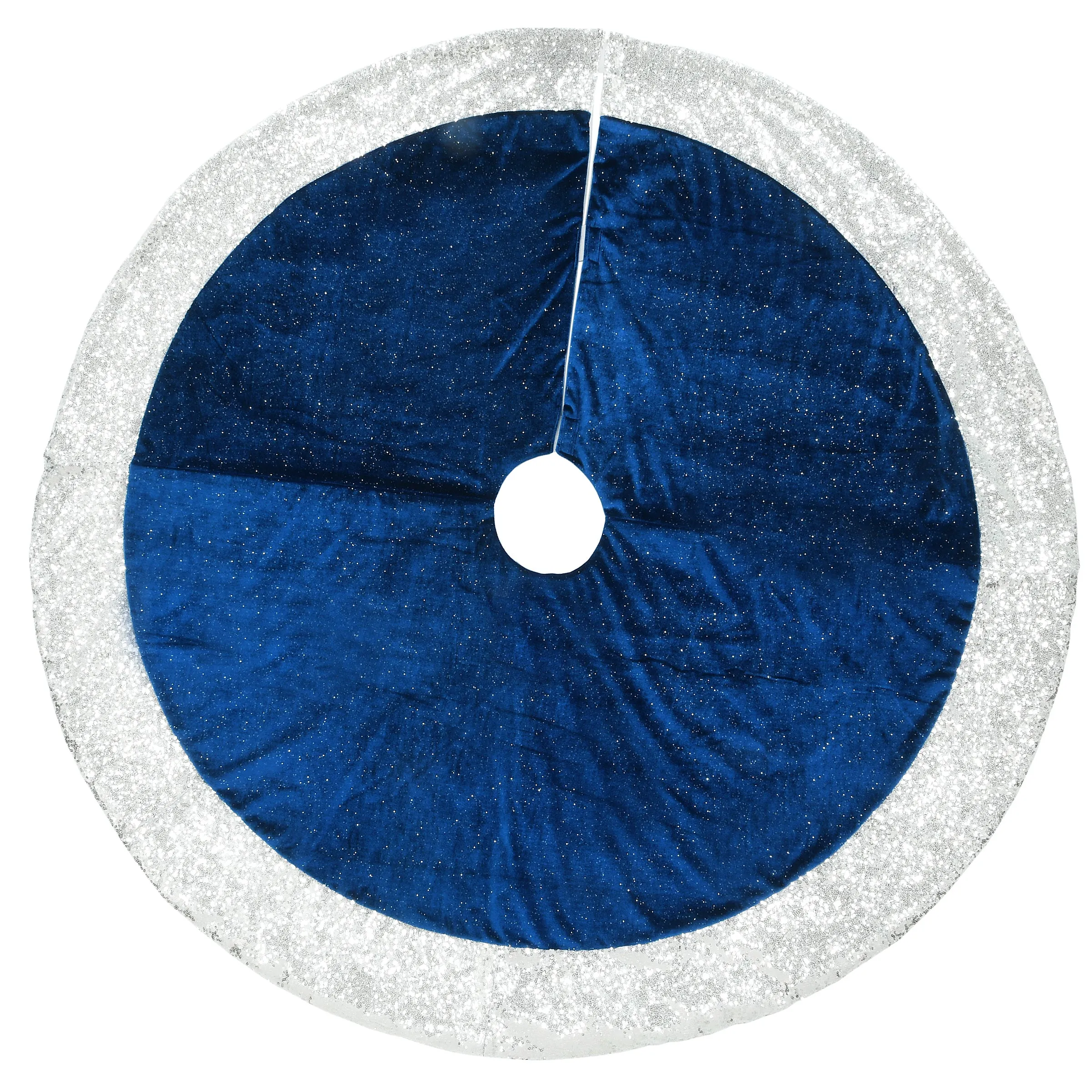 48 in. Arctic Lights Collection Navy and Silver Tree Skirt