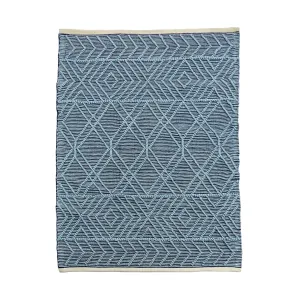 4x6 Hand Woven Outdoor Rug, Navy Blue