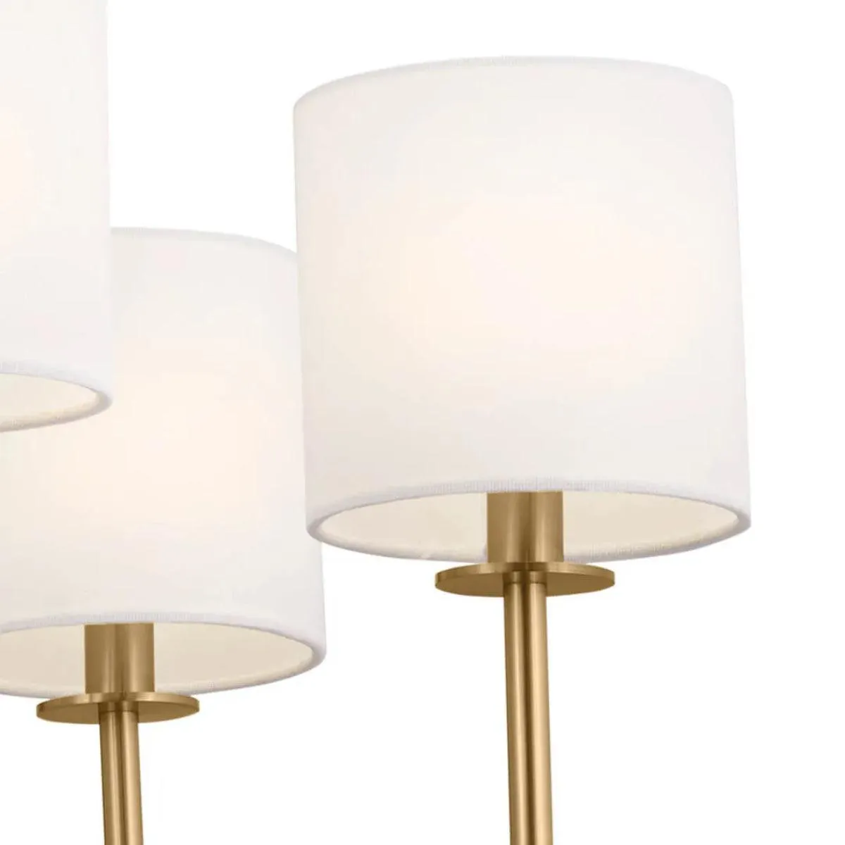 Ali 28" 6-Light Chandelier with Fabric Drum Shade, Brushed Natural Brass Finish