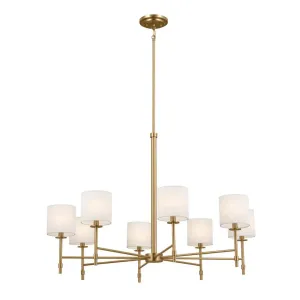 Ali 39" 8-Light Chandelier with Fabric Drum Shade, Brushed Natural Brass Finish