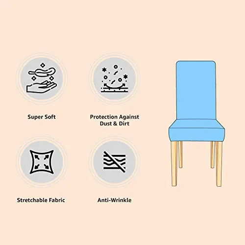 Amazon Brand - Solimo Polyester Spandex Stretchable Dining Chair Slipcover (Pack of 4, Brown)