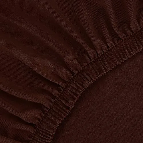Amazon Brand - Solimo Polyester Spandex Stretchable Dining Chair Slipcover (Pack of 4, Brown)