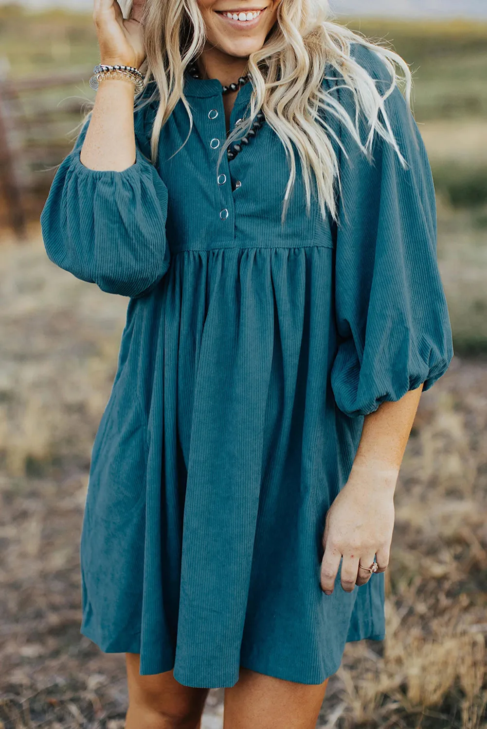 Autumnal Button-Front Dress