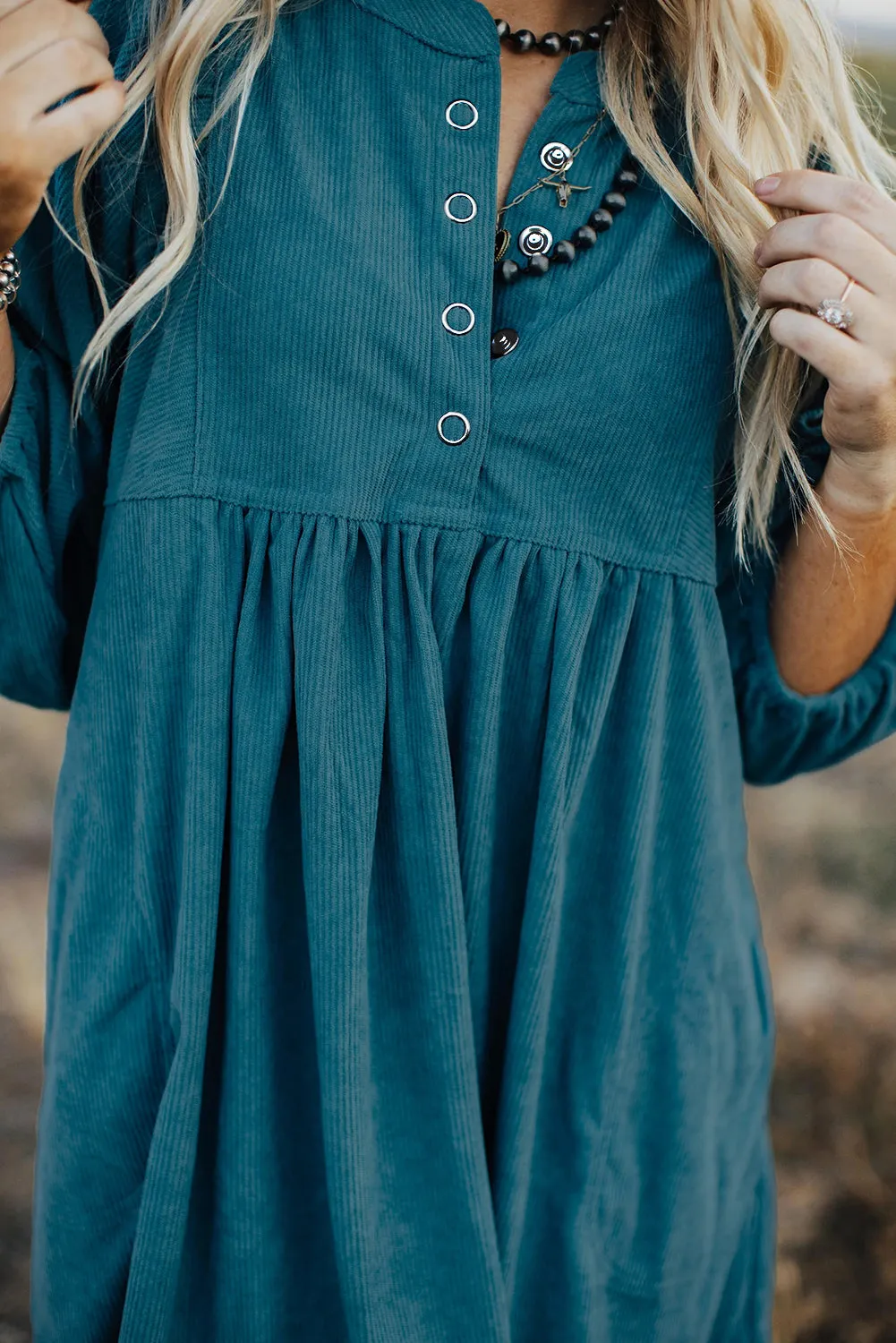 Autumnal Button-Front Dress