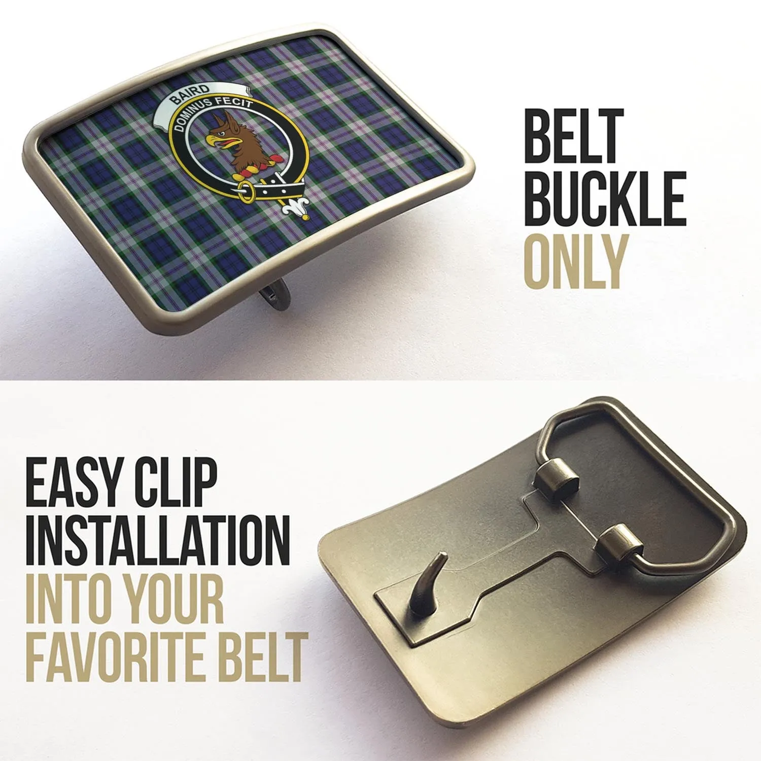 Baird Dress Tartan Belt Buckles with Family Crest