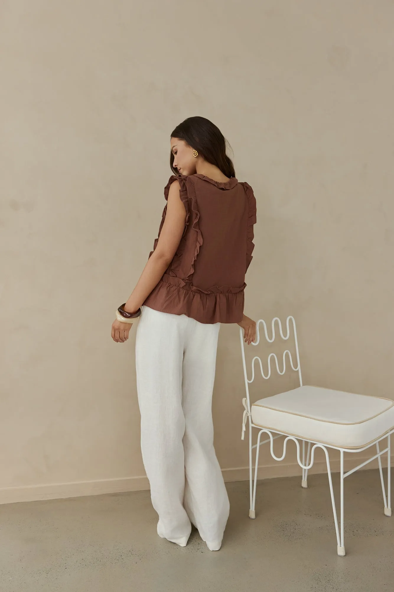 Bellano Vest Top Brown