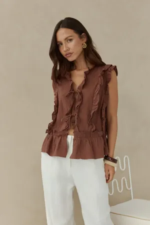 Bellano Vest Top Brown