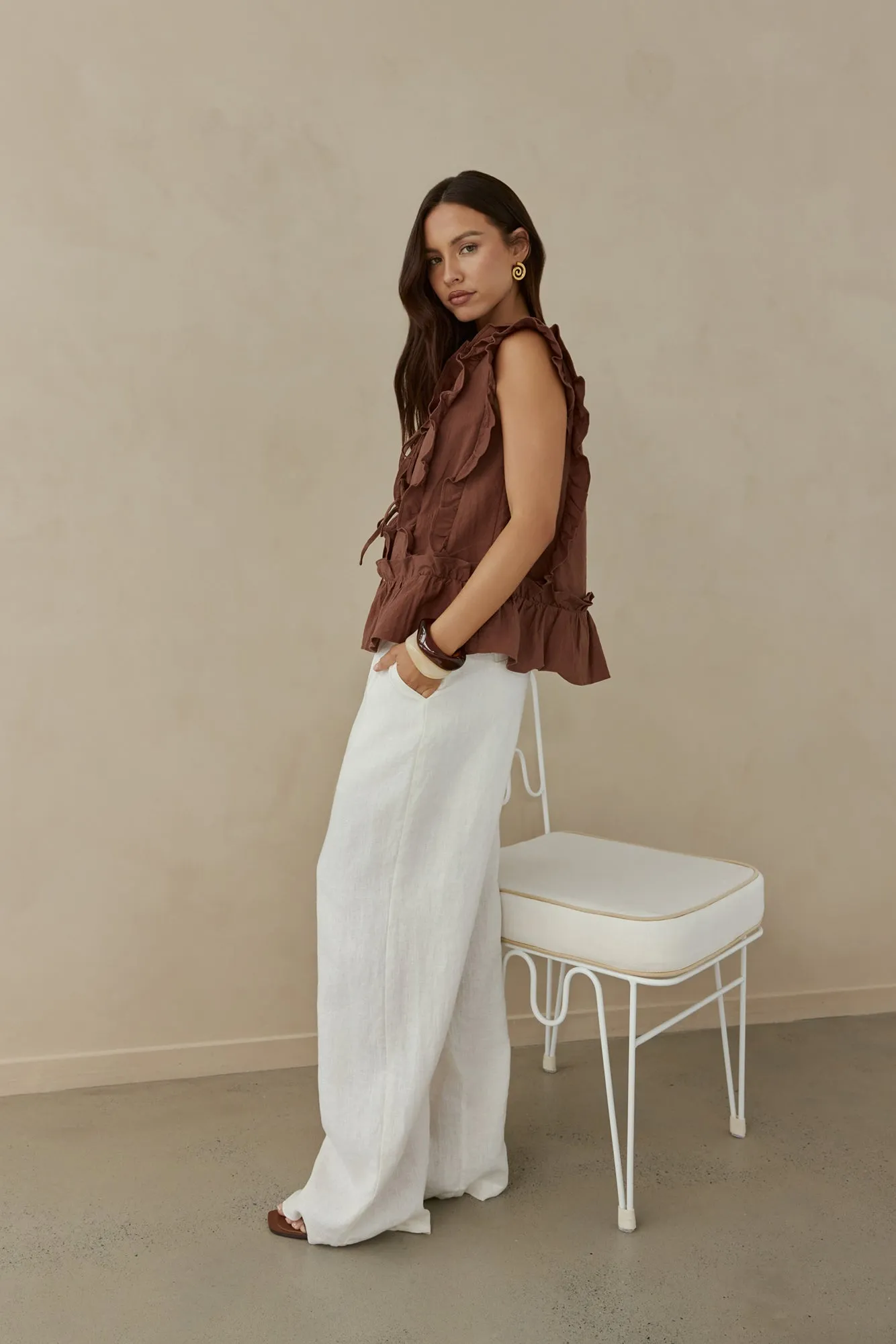 Bellano Vest Top Brown