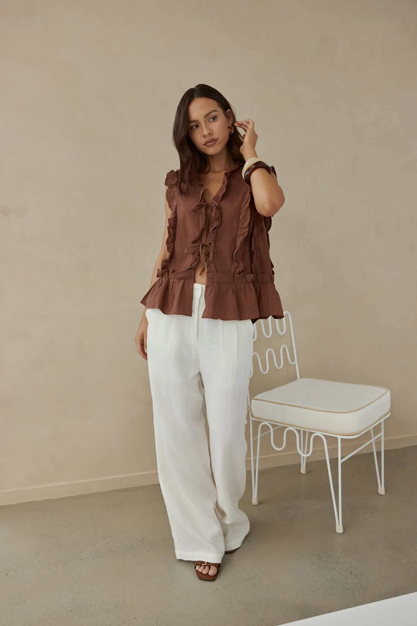 Bellano Vest Top Brown