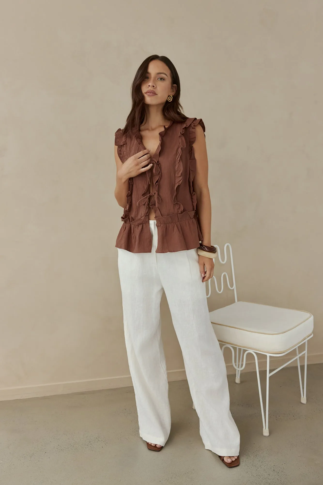 Bellano Vest Top Brown