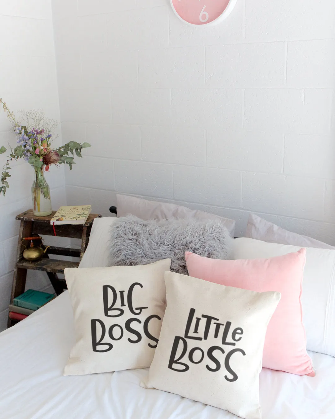 Big Boss and Little Boss Cotton Canvas Pillow Covers, 2-Pack by The Cotton & Canvas Co.