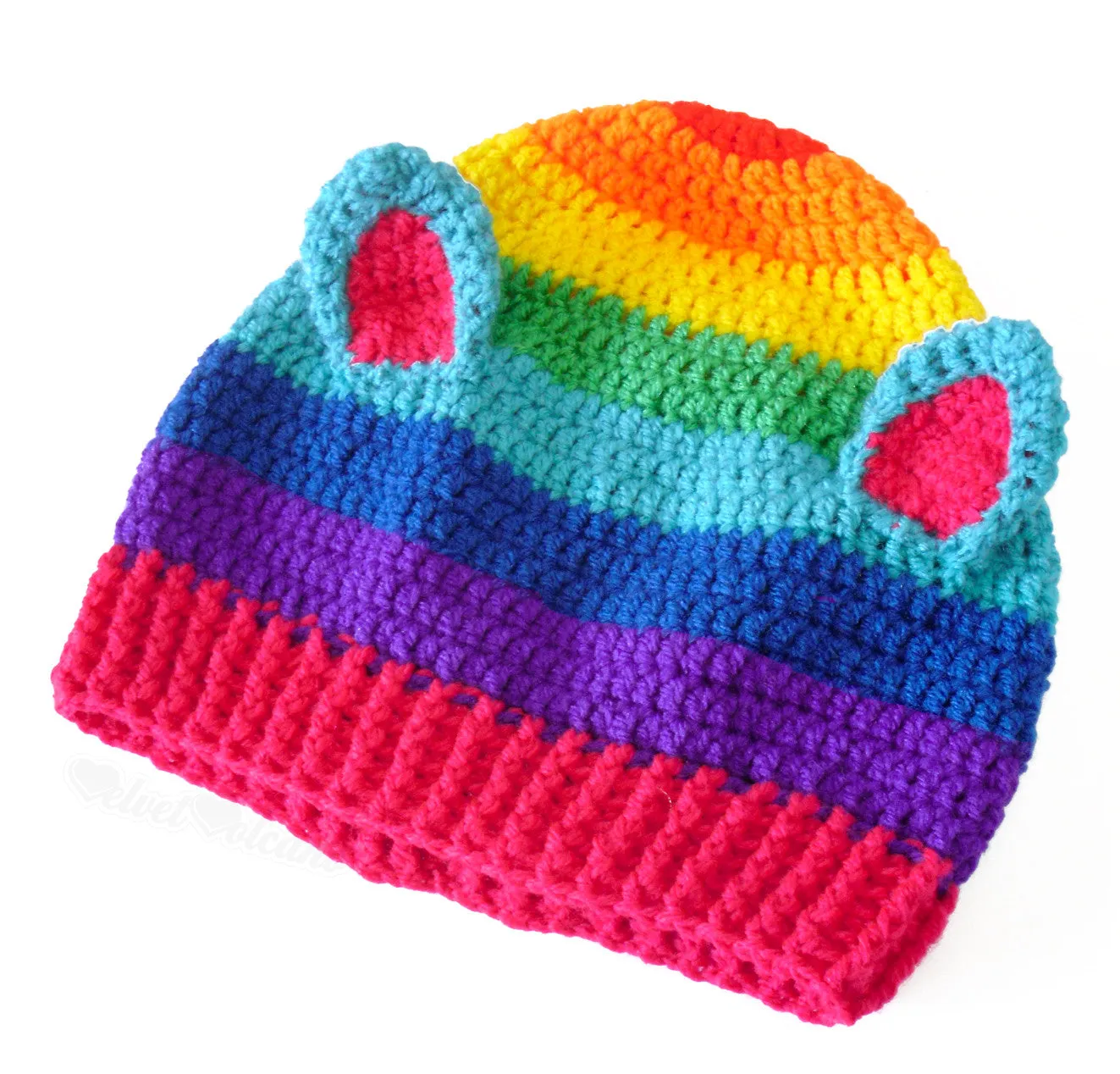 Bright Rainbow Kitty Beanie
