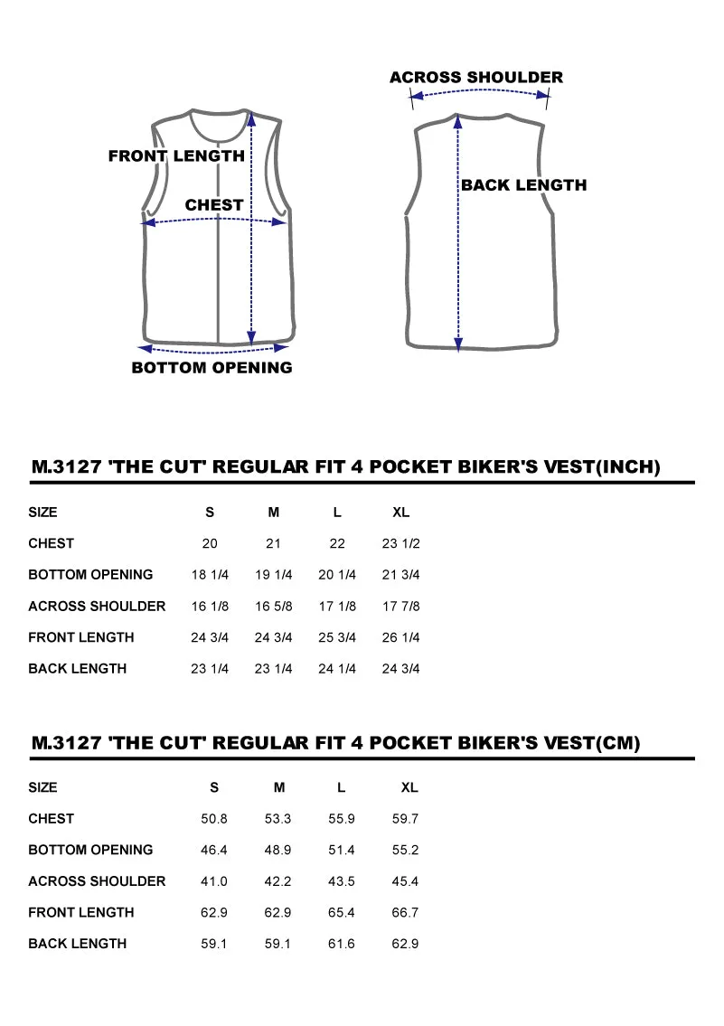 BZEN M.3127-THE CUT REGULAR FIT 4 POCKET BIKER'S VEST-13oz ORGANIC-RAW INDIGO