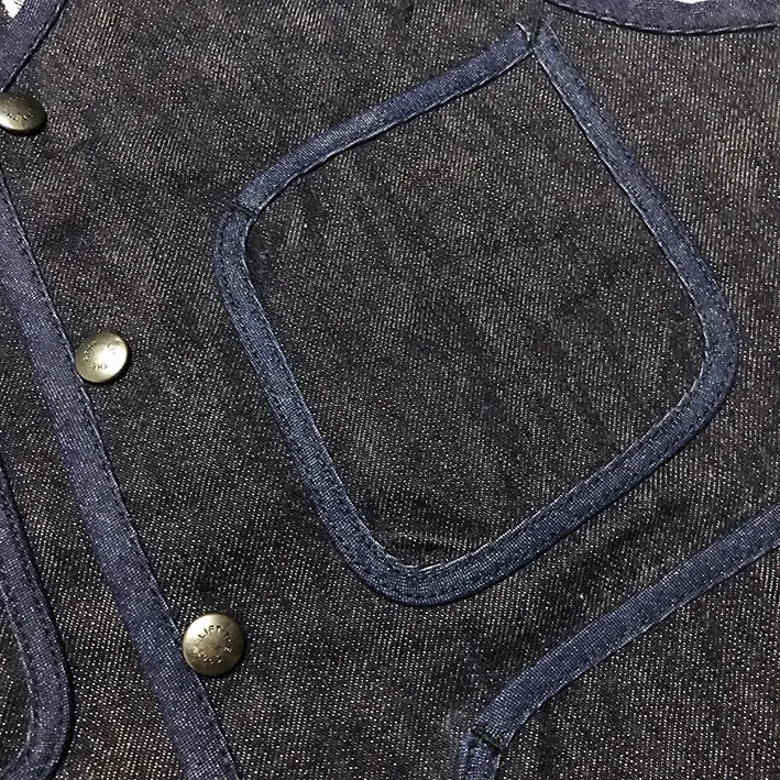 BZEN M.3202-SETH REGULAR FIT V-NECK VEST-17oz-SELVEDGE LOOMSTATE-RAW INDIGO