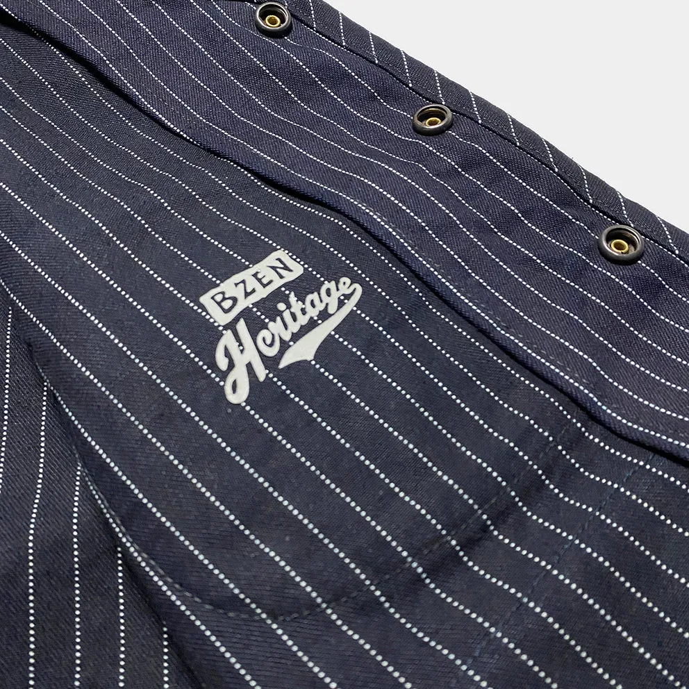 BZEN M.3202 SETH-STR REGULAR FIT V-NECK INDIGO STRIPE SELVEDGE VEST-13.8OZ-HRH INDIGO STRIPE