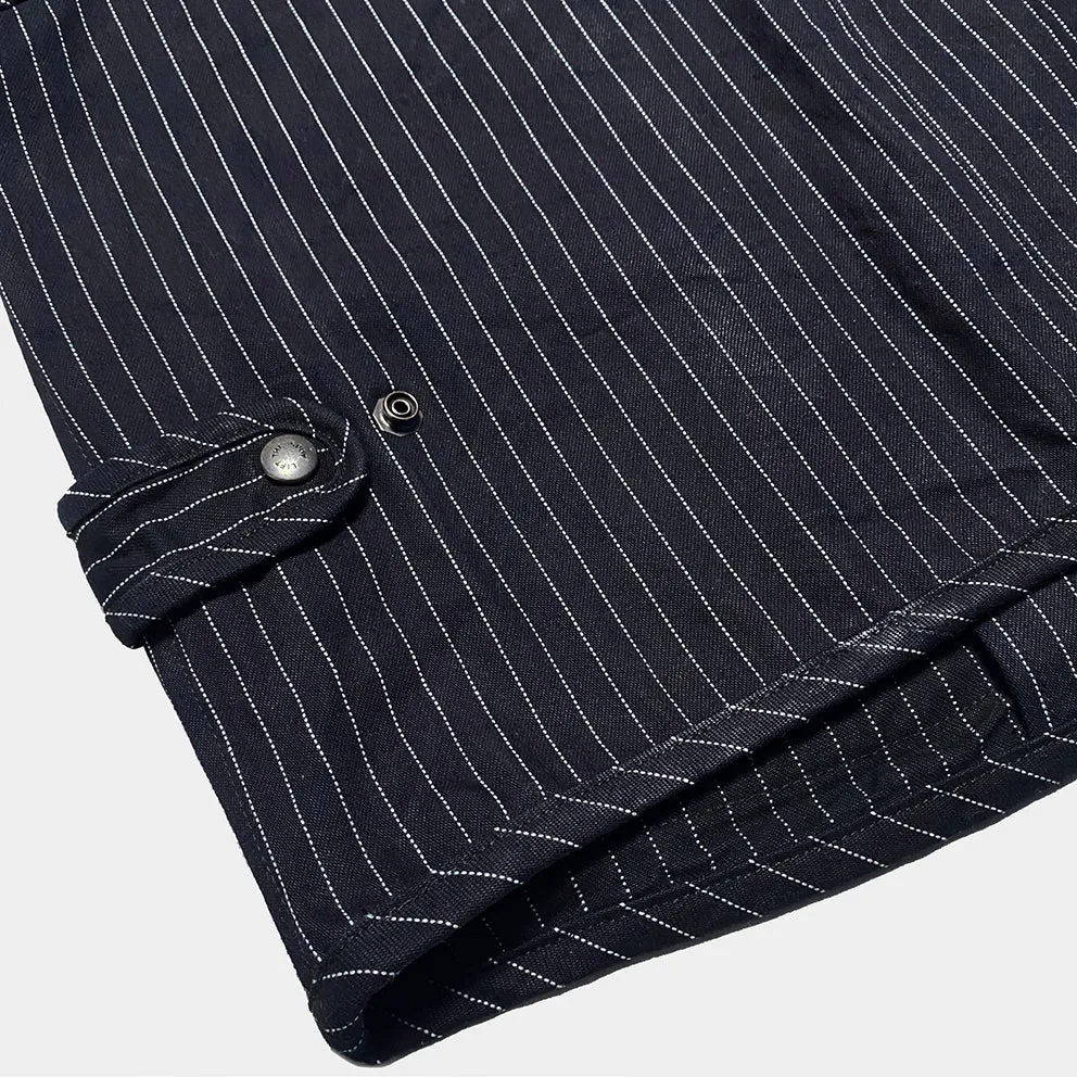 BZEN M.3202 SETH-STR REGULAR FIT V-NECK INDIGO STRIPE SELVEDGE VEST-13.8OZ-HRH INDIGO STRIPE