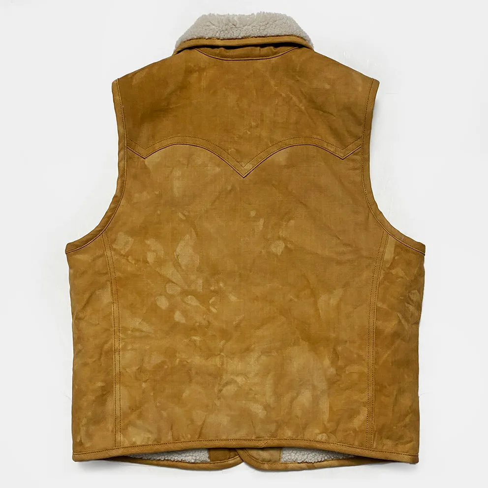 BZEN M.3203RR IDAHO-SC REGULAR FIT VEGGIE DYED CANVAS 2 POCKET SHERPA LINED VEST-12.5OZ-E0 SIENNA