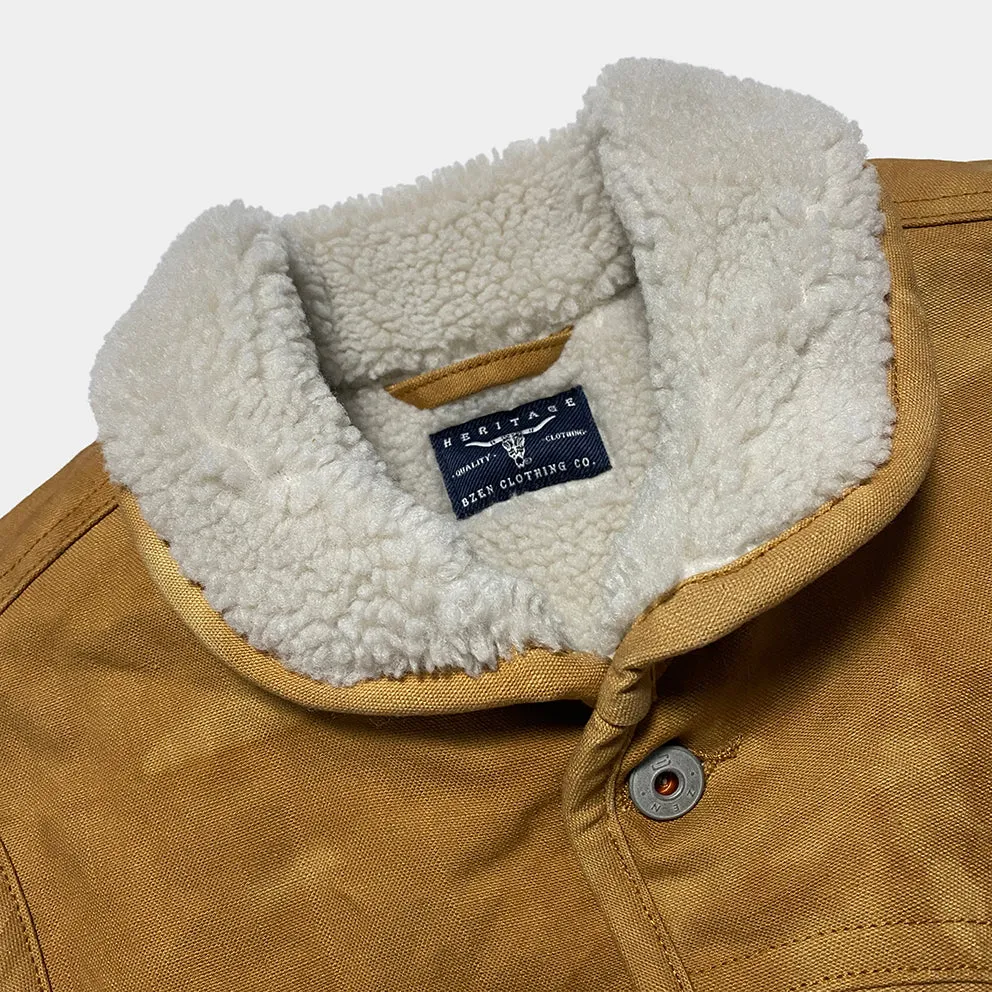 BZEN M.3203RR IDAHO-SC REGULAR FIT VEGGIE DYED CANVAS 2 POCKET SHERPA LINED VEST-12.5OZ-E0 SIENNA