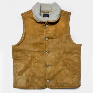BZEN M.3203RR IDAHO-SC REGULAR FIT VEGGIE DYED CANVAS 2 POCKET SHERPA LINED VEST-12.5OZ-E0 SIENNA