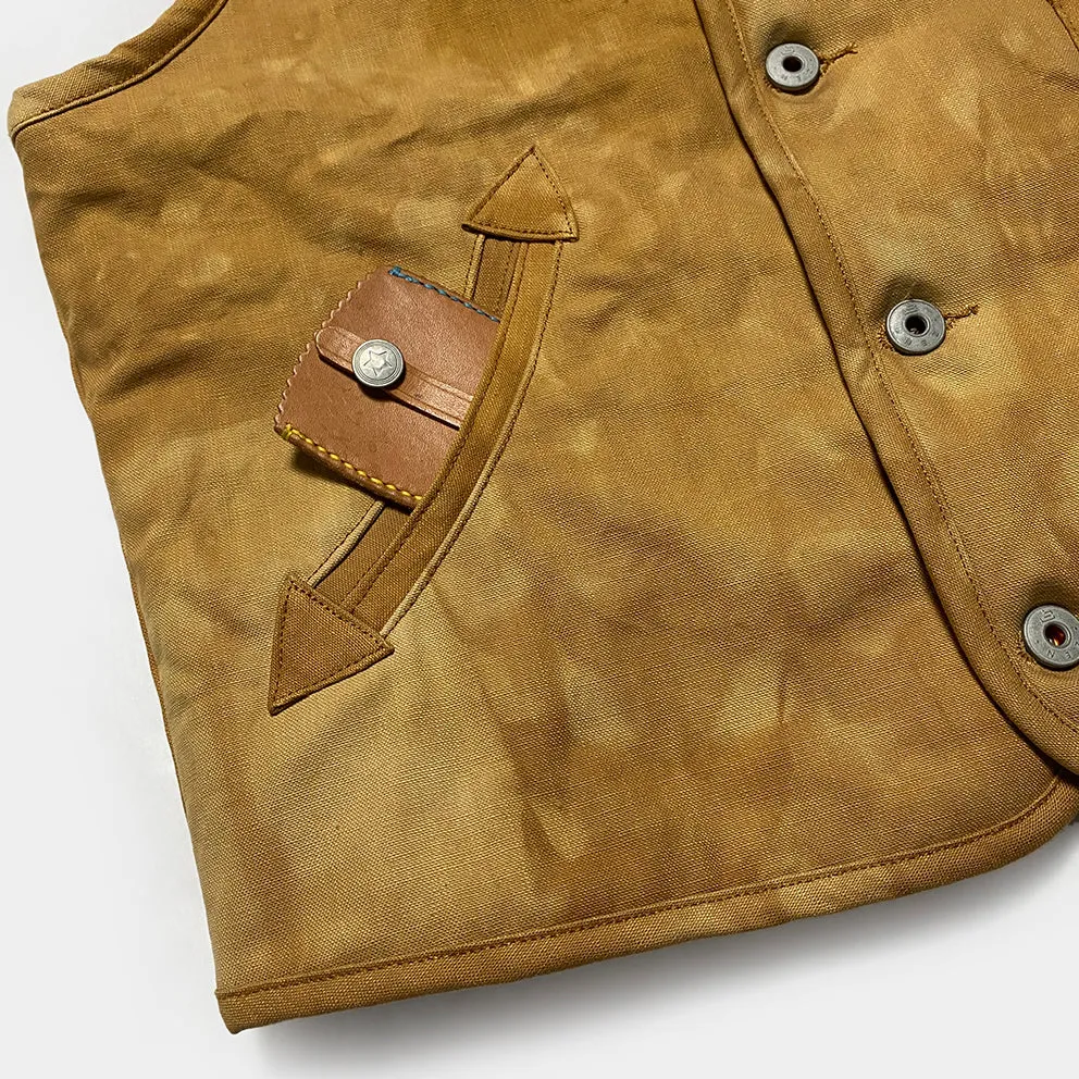 BZEN M.3203RR IDAHO-SC REGULAR FIT VEGGIE DYED CANVAS 2 POCKET SHERPA LINED VEST-12.5OZ-E0 SIENNA