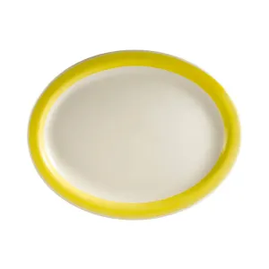 CAC China R-14NR-Y Oval Platter N.R. Yellow 13 1/2" Case of 12 Pcs