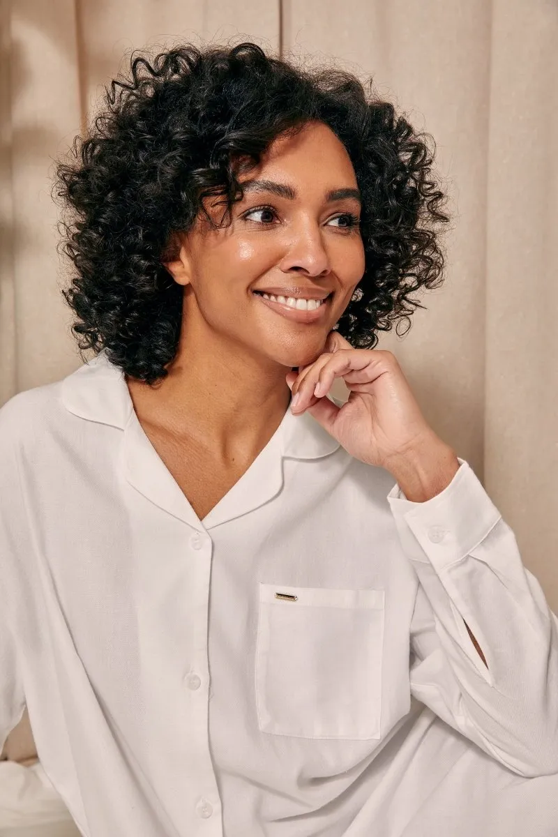 Cotton Modal Relaxed Nightshirt in White