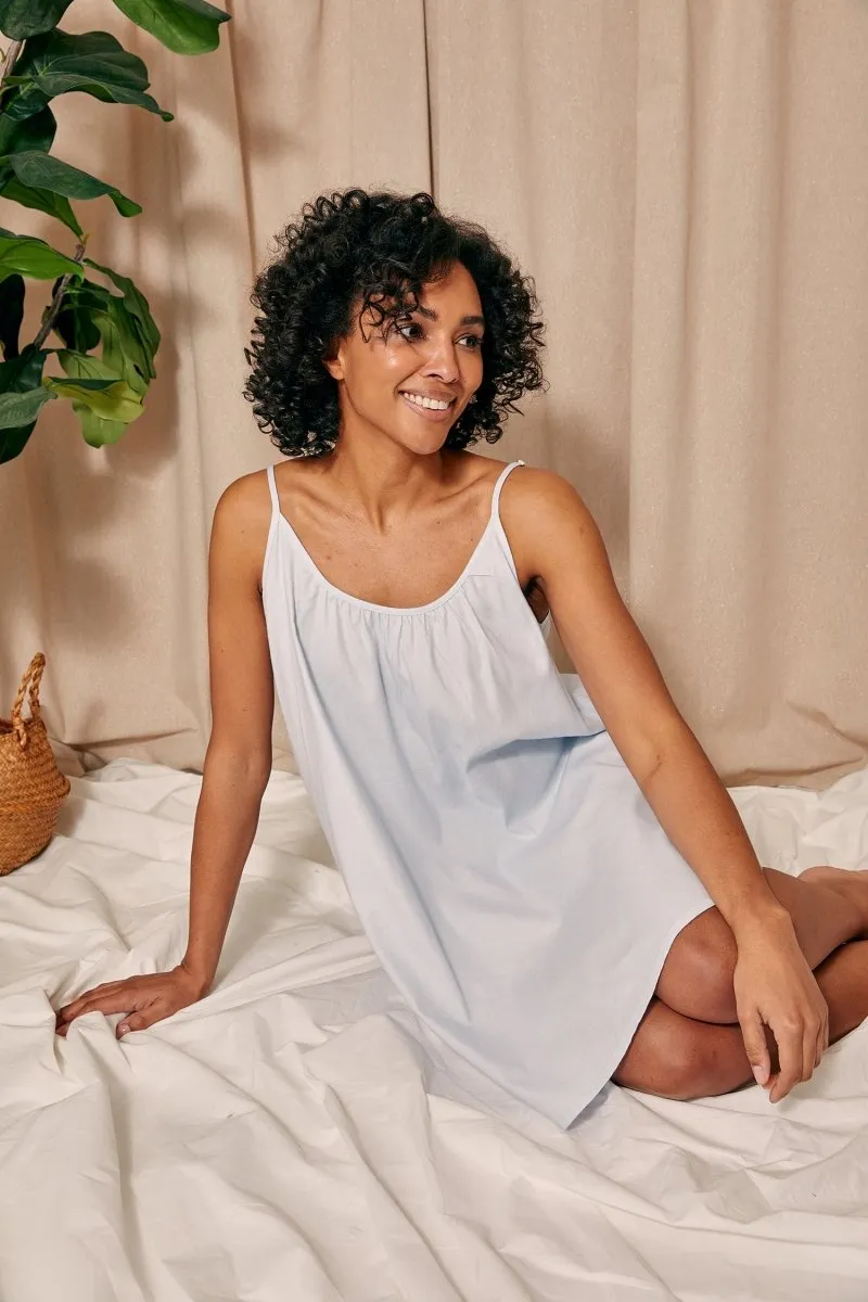 Cotton Modal Swing Chemise in Sky Blue