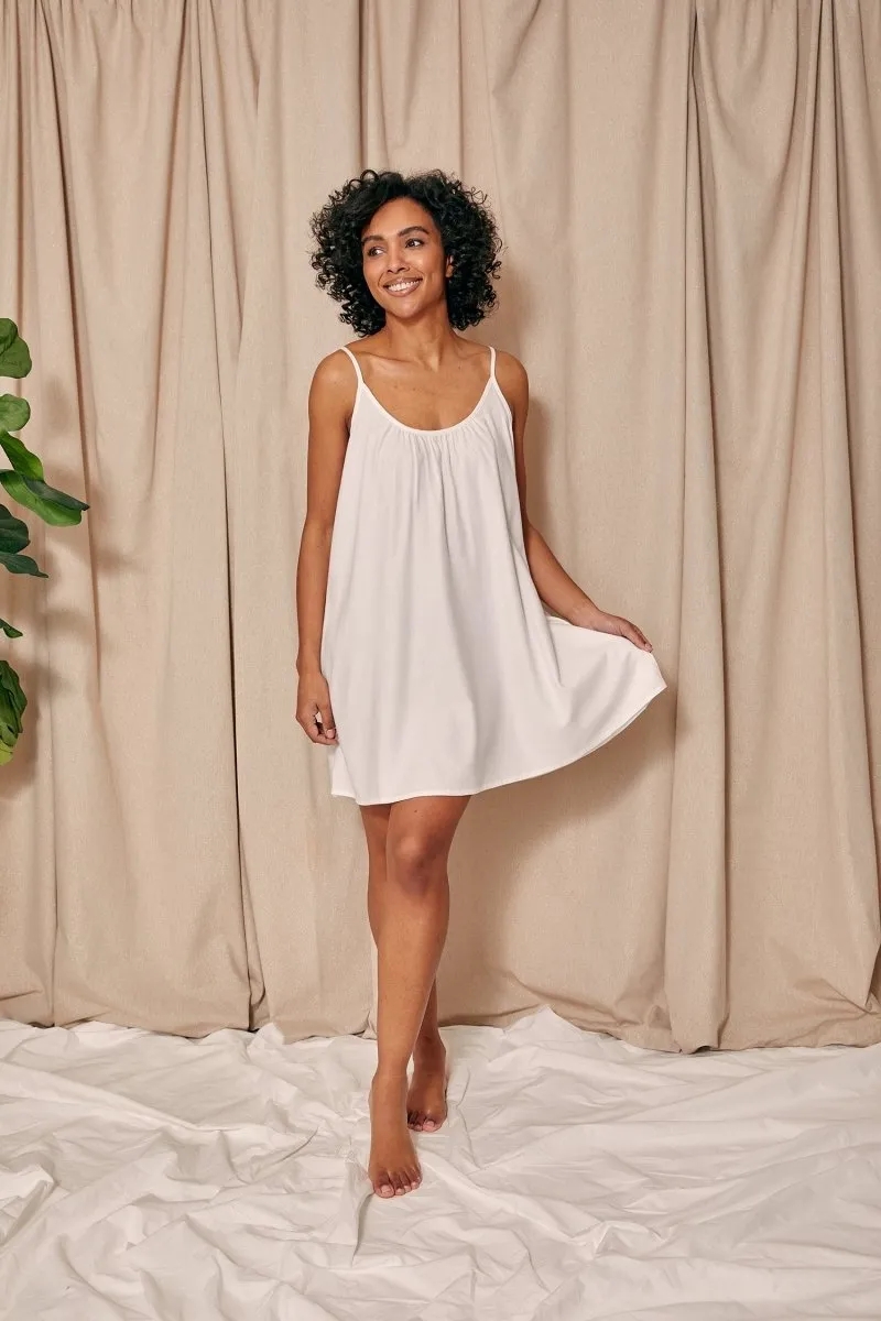 Cotton Modal Swing Chemise in White
