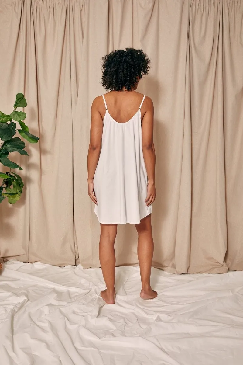 Cotton Modal Swing Chemise in White