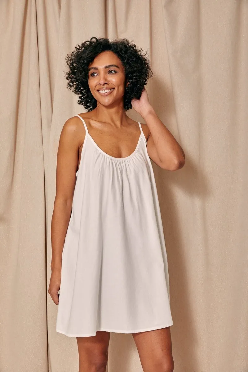 Cotton Modal Swing Chemise in White