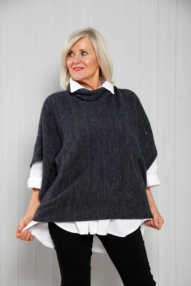 Cowl Neck Poncho Top - Multiple Colours