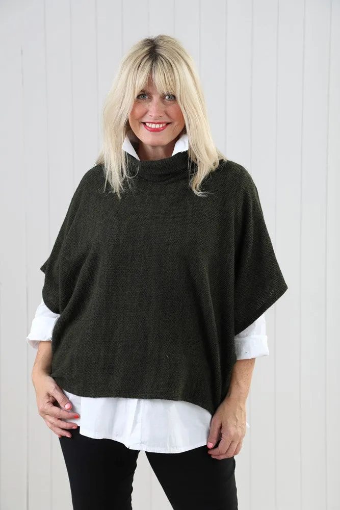 Cowl Neck Poncho Top - Multiple Colours