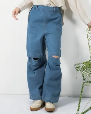 Denim Open Knee Pants (Denim)