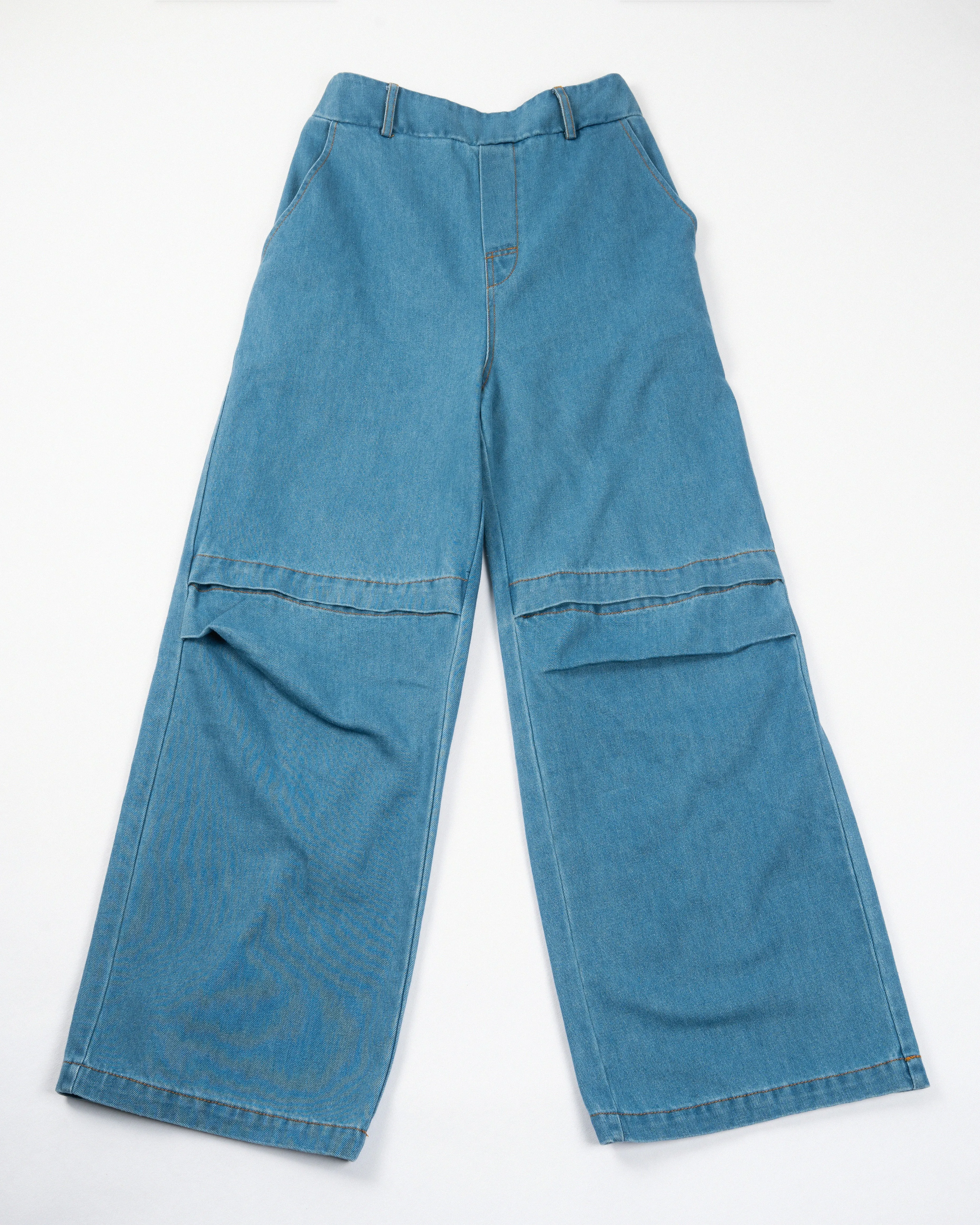 Denim Open Knee Pants (Denim)