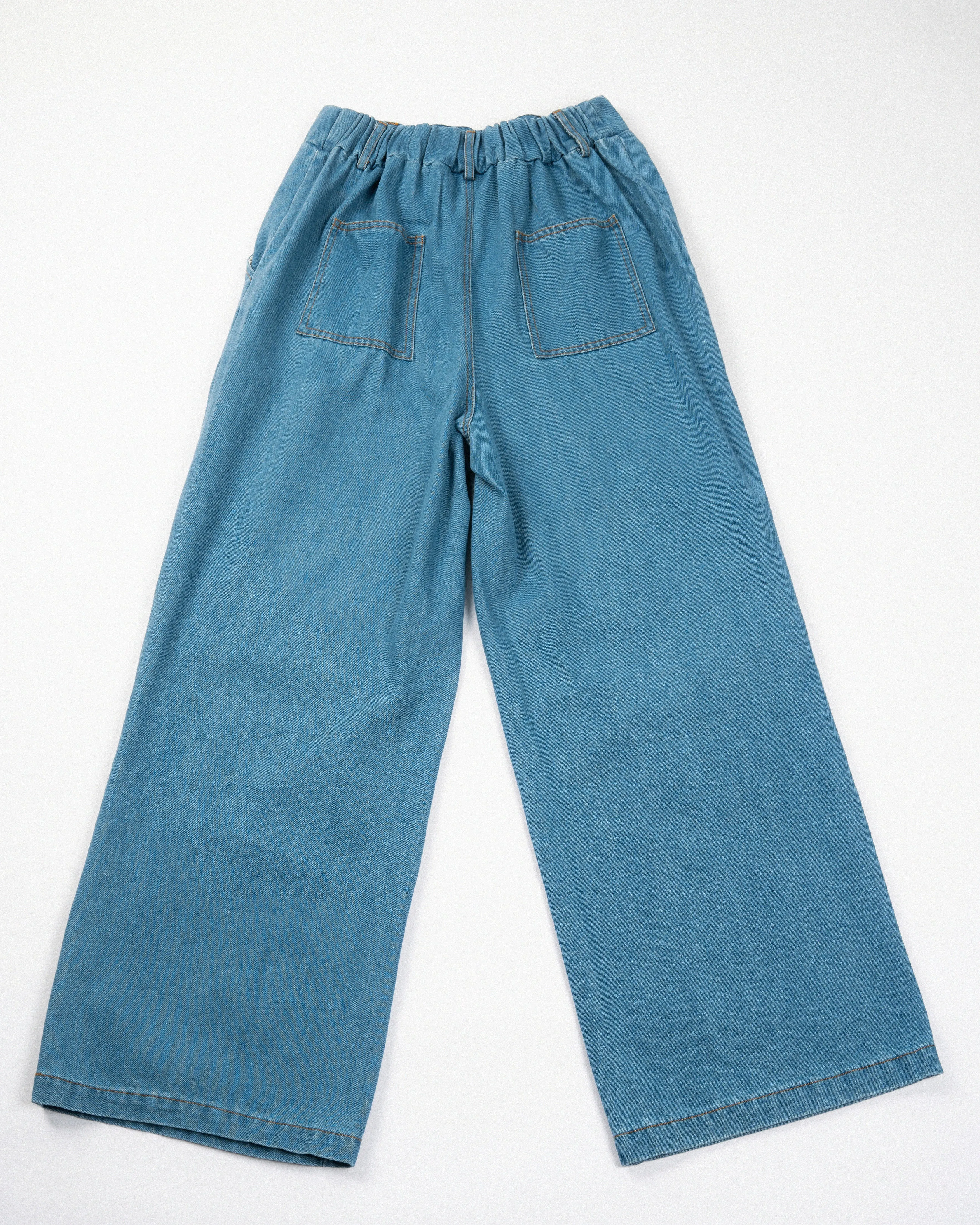 Denim Open Knee Pants (Denim)