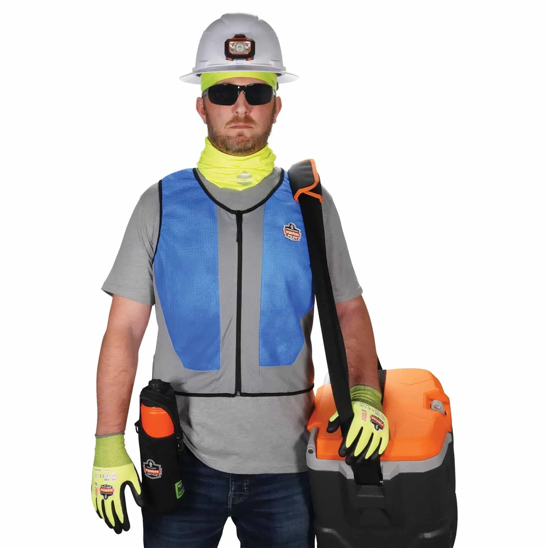 Ergodyne 12694 6667 L Blue Wet Evaporative Cooling Vest - PVA - Zipper