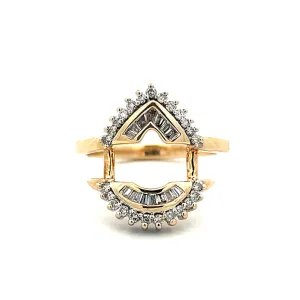 Estate 14K Yellow Gold 0.46ctw Baguette & Round Diamond Ring Guard for Pear Shaped Ring