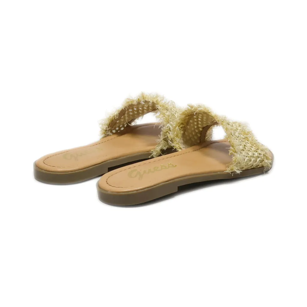 Guess Flat Sandals Fabric Beige Colour For Women