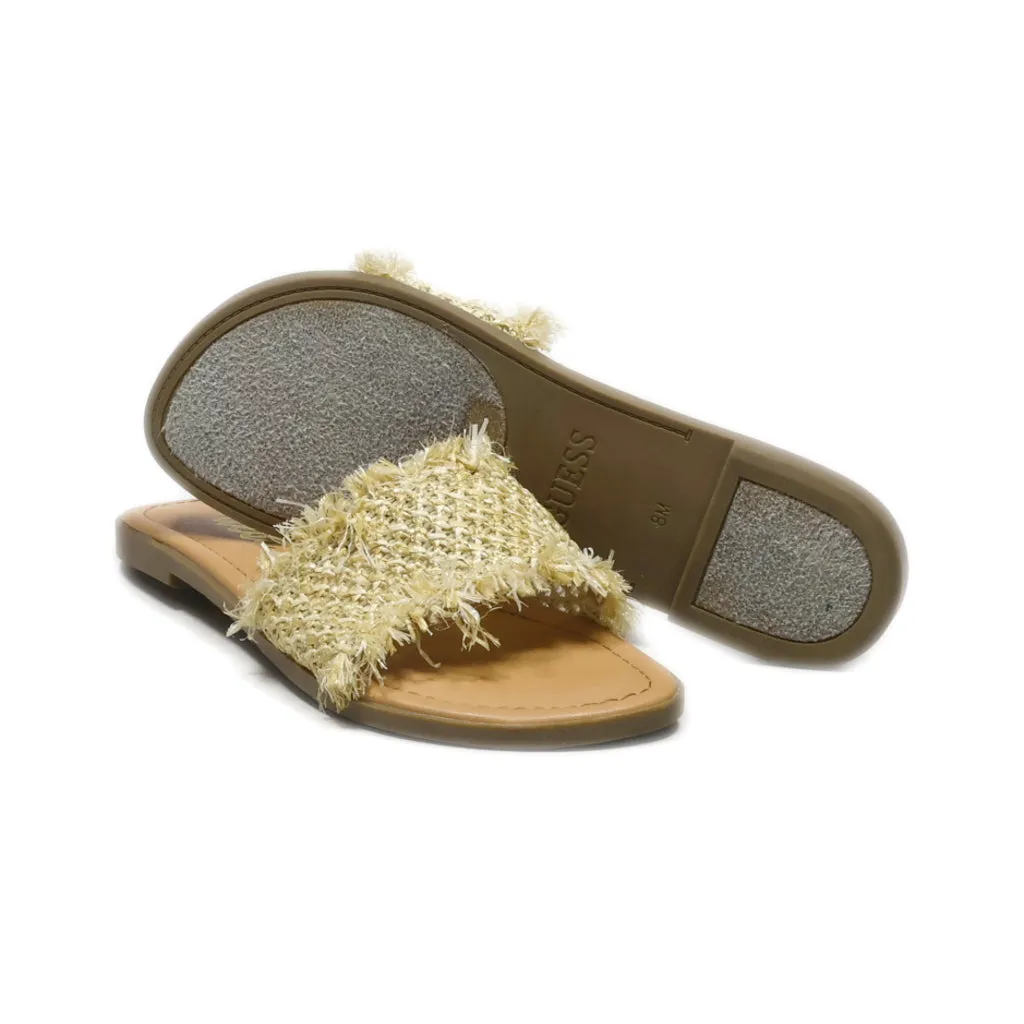 Guess Flat Sandals Fabric Beige Colour For Women