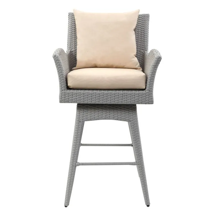 Hayes Outdoor Wicker Swivel Armed Counter Stool - Gray/Beige