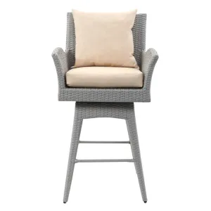 Hayes Outdoor Wicker Swivel Armed Counter Stool - Gray/Beige