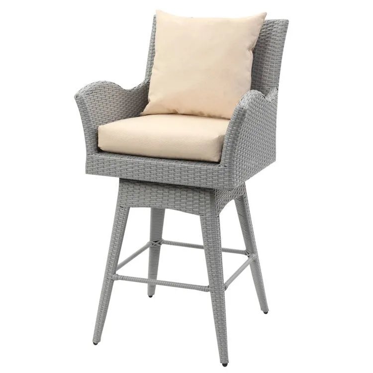 Hayes Outdoor Wicker Swivel Armed Counter Stool - Gray/Beige
